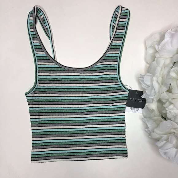 NWT TopShop Striped Crop Tank Size US 4